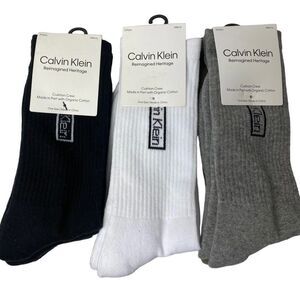 Calvin Klein 3 Men’s 3-Pack Reimagined Heritage Cushioned Crew Socks ONE SIZE